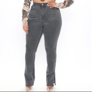 FashionNova tall Soho side split skinny jeans gray size 14